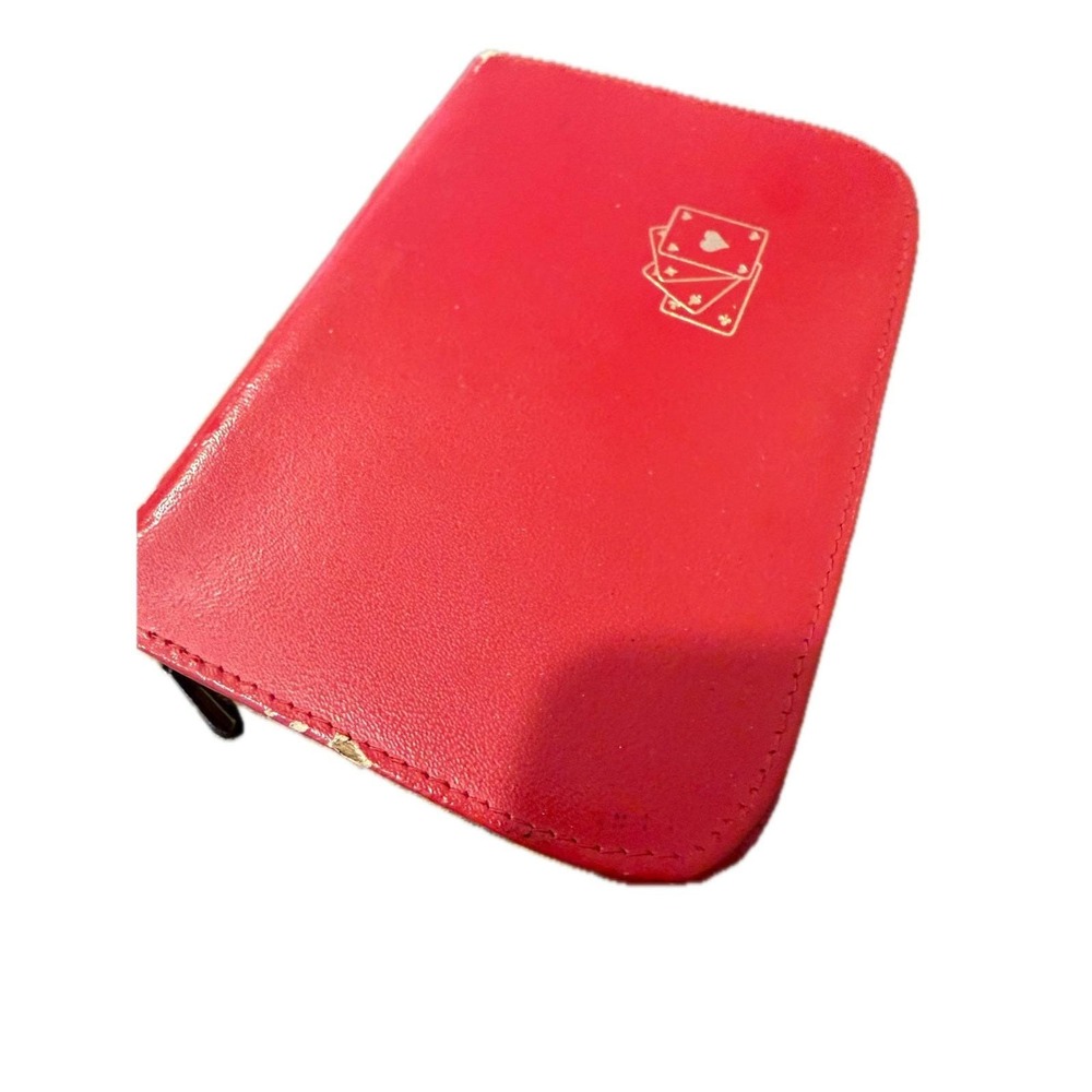 Vintage Noymer Red Zippered Travel Card Set with Two Decks and Pencil